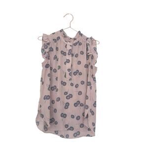 Loft floral striped ruffle sleeve blouse size small